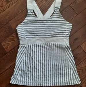RARE Lululemon tank, Size 6, grey and white stripes